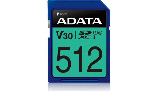 ADATA Premier Pro 512GB SDXC memory card (UHS-I (U3), Class 10, V30)