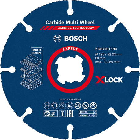 Bosch EXPERT X-LOCK Carbide MultiWheel cutting disc, O 125mm (for angle grinders)