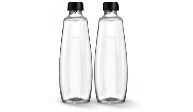 SodaStream glass bottle DUO, 1 liter, pack of 2, jug (transparent/black, for DUO bubbler)