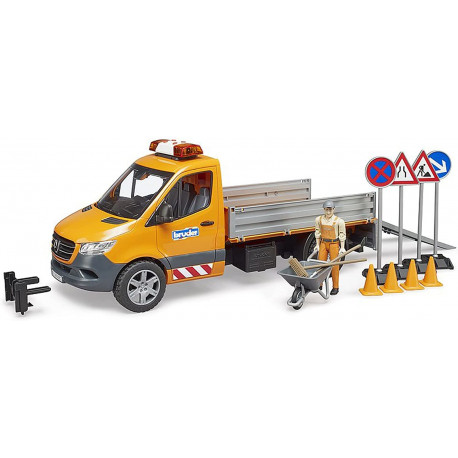 02677 MB Sprinter Kommunal mit Light & Sound Modul (orange, Inkl. Fahrer und Zubehör)