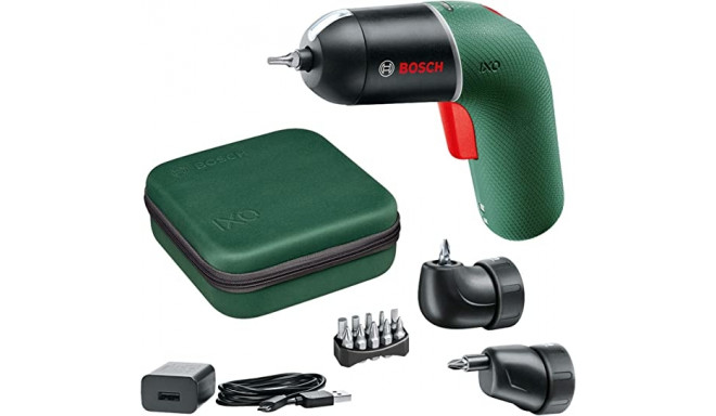 Bosch Cordless Screwdriver IXO 6 Classic, with Angle and Eccentric Attachment (green/black, Li-Ion B
