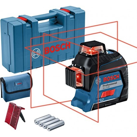 Joonlaser GLL 3-80 Professional kohvriga punaste laserjoontega, sinine/must