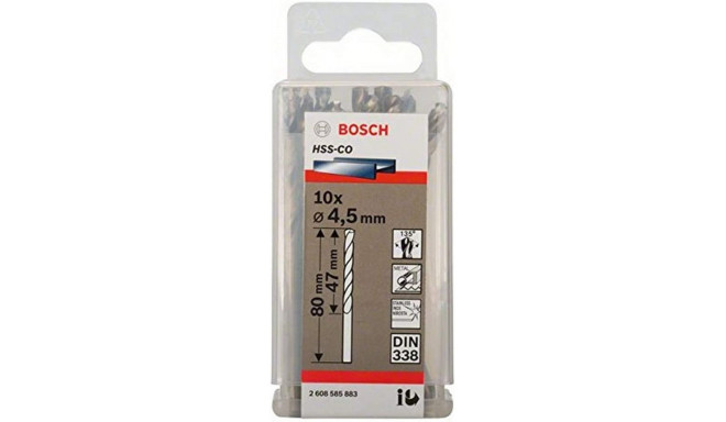 Bosch metal twist drill HSS-Co, DIN 338, 4.5mm (10 pieces, working length 47mm)