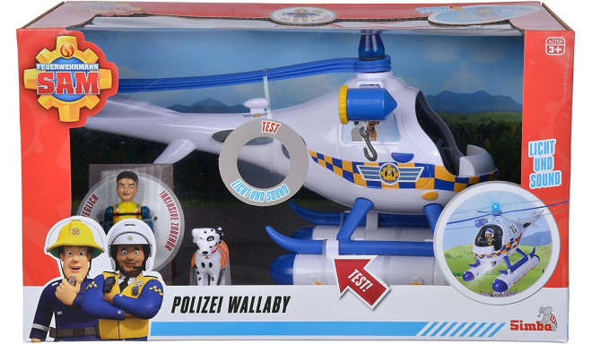 Simba Fireman Sam Police Wallaby, Toy Vehicle (White/Blue, With Light and Sound)