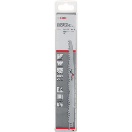 Bosch saber saw blade S 1531 L Top for Wood, 240mm (25 pieces)