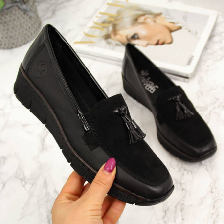 Rieker W RKR395 black wedge shoes (40)