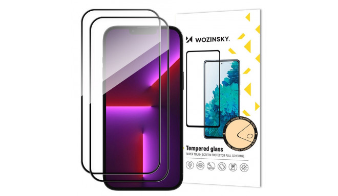 2pcs Full Screen Tempered Glass with Frame Case Friendly Wozinsky Full Glue iPhone 15 Plus - Black