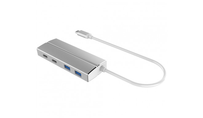 PremiumCord 10G SuperSpeed Hub USB-C to 2 x USB 3.2 A + 2 x USB 3.2 C, aluminum