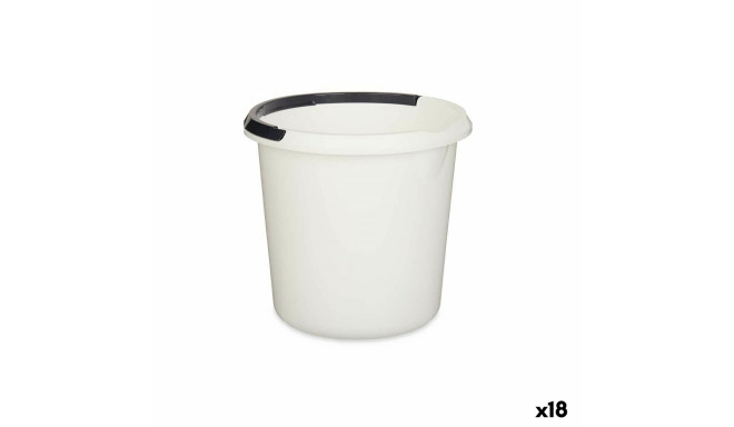 Bucket with Handle 1310-W 1310-W White Anthracite 10 L 30 x 28,5 x 30 cm (18 Units)