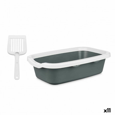 Cat Litter Box Mascow 87954 87954 White Anthracite Plastic 25 x 11 x 2 cm 0,38 x 16 x 58,5 cm (11 Un