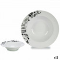 Trauks makaronu ēdieniem Balts Melns Porcelāns 30 x 7,5 x 30 cm (12 gb.)