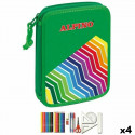 Double Pencil Case Alpino Green Multicolour 32 Pieces 4 Units