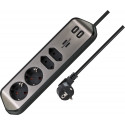 Brennenstuhl estilo corner power strip 4-way (black/stainless steel, 2x USB)