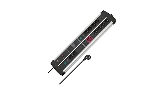 Brennenstuhl Premium-Protect-Line, 11-way duo, power strip (black/silver, 120,000A surge protection,