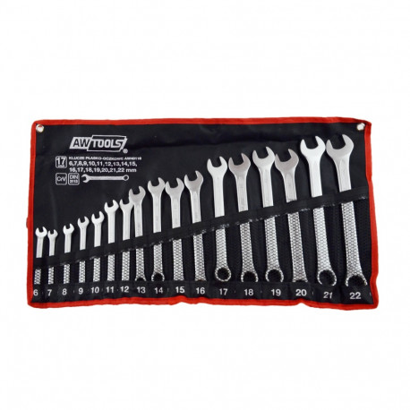 AWTOOLS OPEN-END WRENCH SET 17 pcs /6mm-22mm/ BLACK LINE