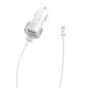 Devia autolaadija Smart MFi 2.4A 2xUSB, valge + Lightning kaabel