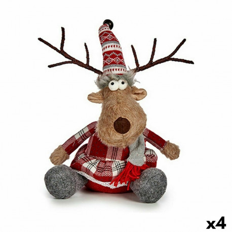 Decorative Figure Krist+ FG31-9590B FG31-9590B White Brown Red Grey Deer 16 x 30 x 30 cm (4 Units)