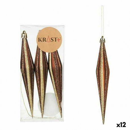 Jõuludekoratsioonide komplekt Krist+ 00899 Pruun PVC Venitatud 8,5 x 3,5 x 19 cm (12 Ühikut)