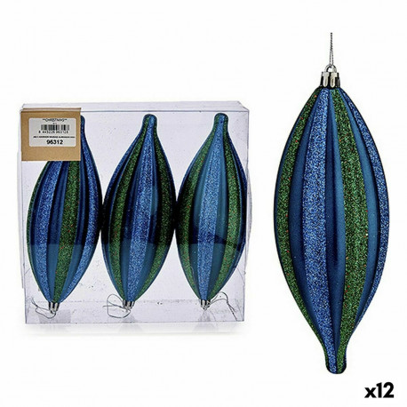 Jõuludekoratsioonide komplekt Krist+ 00907 Sinine Roheline PVC Venitatud 8,5 x 3,5 x 19 cm (12 Ühiku