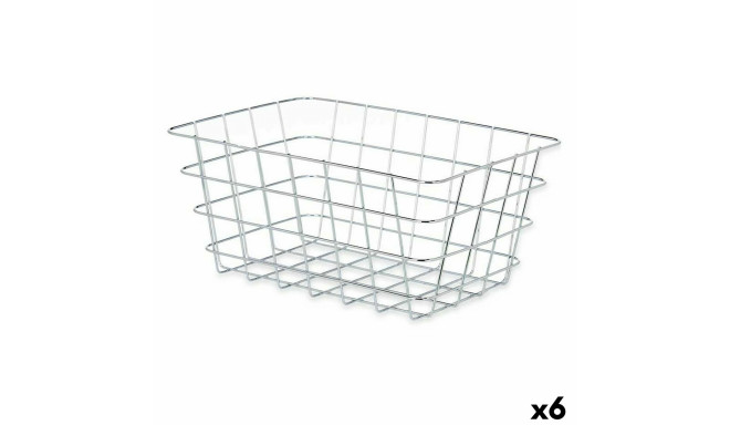 Multi-purpose basket Kinvara W5759K-M CHROME Silver Metal 31 x 14 x 21 cm Rectangular (6 Units)