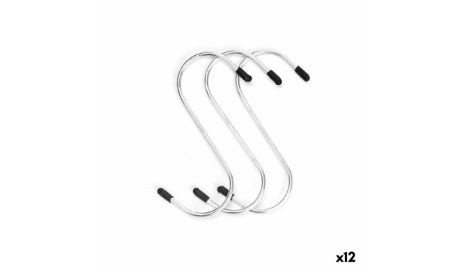 Hook for hanging up Set Silver Metal 12 cm (12 Units)