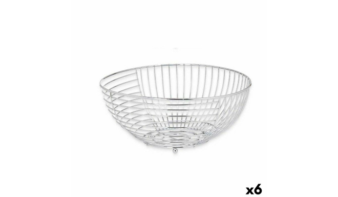 Fruit Bowl Silver Metal 28 x 12,7 x 28 cm (6 Units)