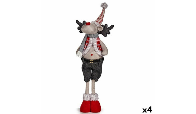 Decorative Figure Christmas Reindeer Red Grey Polyester 13 x 65 x 18 cm (4 Units)