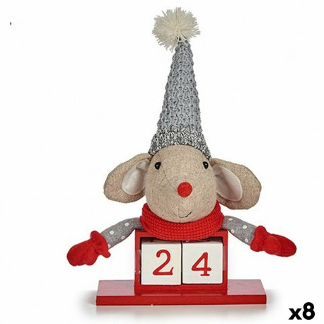 Dekoratiivkuju Hiir Kalender Punane Hall Puit 20 x 11 x 20 cm (8 Ühikut)
