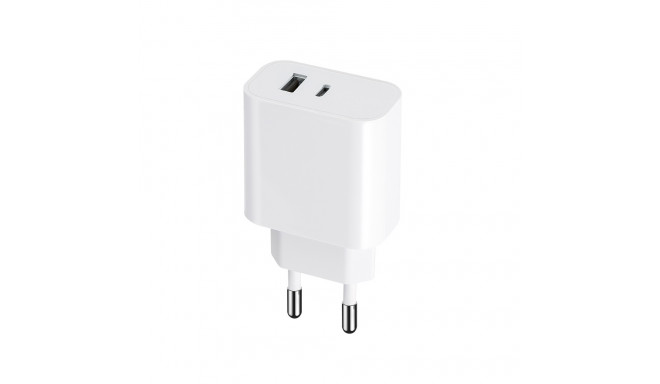 Maxlife MXTC-06 PD QC charger 1x USB-C 1x USB 30W white