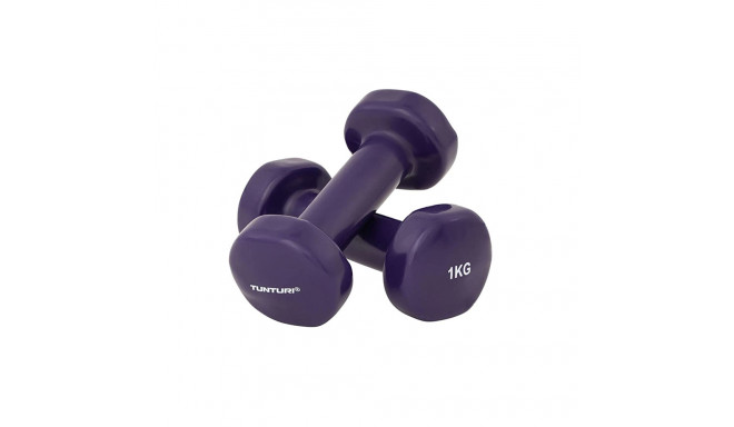 Hantlid TUNTURI Vinyl Dumbbells 1.0kg, lilla