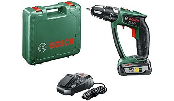 Bosch Cordless Impact Drill PSB 18 LI-2 Ergonomic, 18V (green/black, Li-Ion battery 2.5Ah)