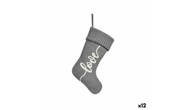 Christmas bauble Krist+ FG09-PX21418B Love White Grey Cloth Christmas Stocking 28 x 4 x 46 cm (12 Un
