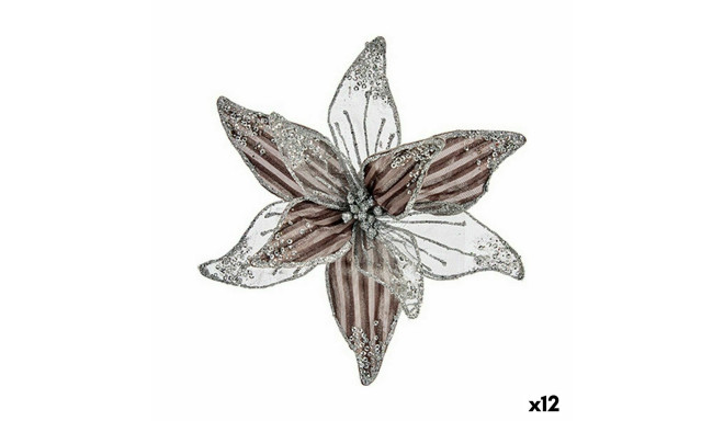 Decorative Flower Silver Plastic 25 x 25 x 7 cm (12 Units)