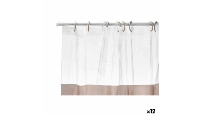 Shower Curtain Berilo 215 215 Beige Transparent Plastic PEVA 180 x 180 cm 16 x 28,5 x 4 cm (12 Units