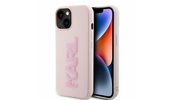 KARL LAGERFELD case for IPHONE 15 KLHCP15S3DMBKCP (3D Logo Glitter) pink