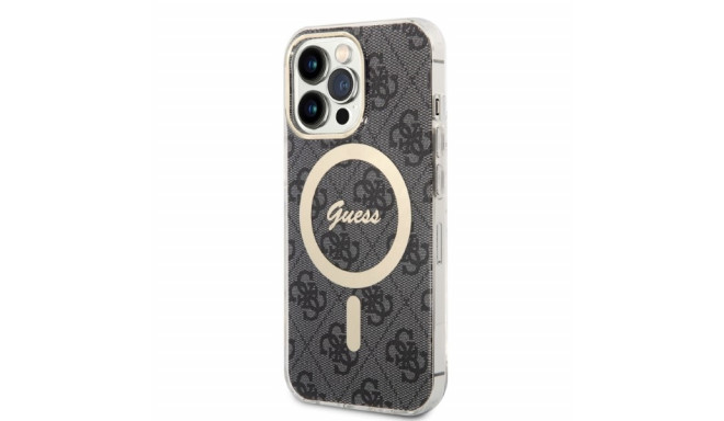 Guess set case + charger for iPhone 13 Pro 6,1" GUBPP13LH4EACSK black hard case 4G Print MagSafe