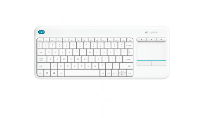 Logitech K400 Plus Touch Wireless Keyboard, RF Wireless, US, White