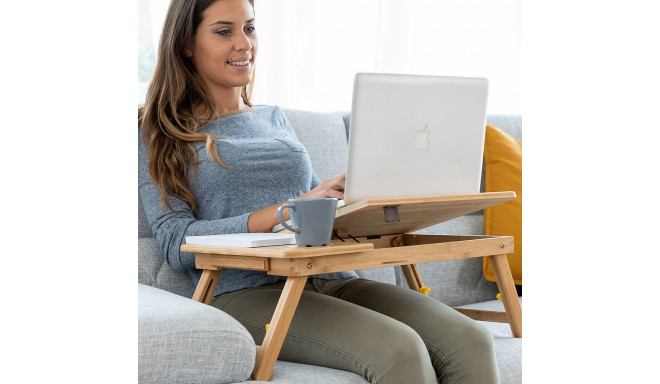 Bamboo Folding Side Table Lapwood InnovaGoods