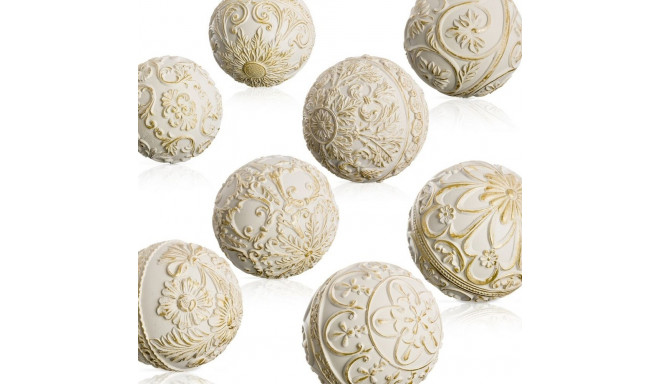 Balls Decoration Golden White 10 x 10 x 10 cm (8 Units)