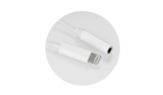 Adapter AUX Lightning (male) to Jack 3,5 mm (female) white