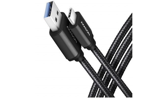 Axagon Data and charging USB 3.2 Gen1 cable lengh 2 m. 3A. Black braided.