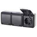 SOCKET HERMES 3PL ANTRACIT IP44, 0326-07