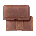 ROYAL Crazy Horse - Leather universal belt holster / brown - Size M - for IPHONE 12 MINI / 13 MINI /
