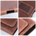 ROYAL Crazy Horse - Leather universal belt holster / brown - Size M - for IPHONE 12 MINI / 13 MINI /