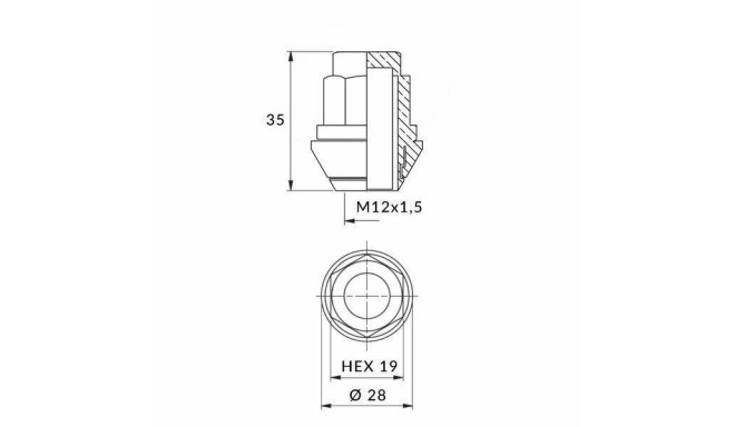 Гайка колесная закрытая M12x1,50/35/19 Ford OE