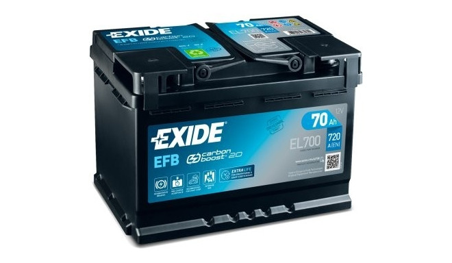 Exide EFB 70Ah 720A 278x175x190-+