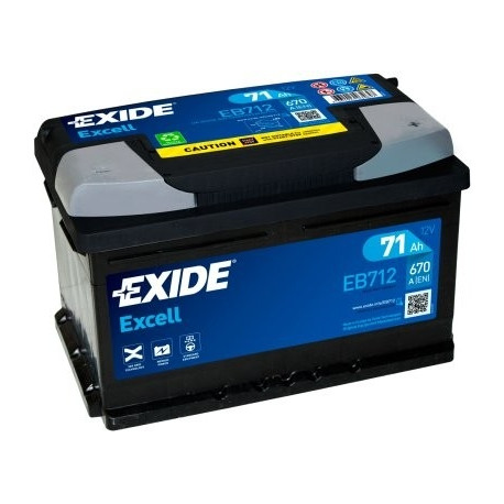 Exide Excell 71Ah 670A 278x175x175-+