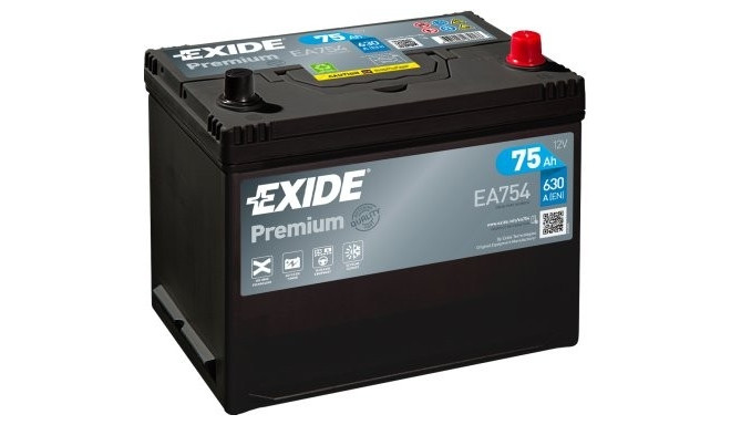 Exide Premium 75Ah630A 260x170x222-+