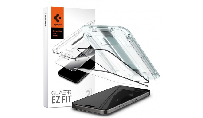 SZKŁO HARTOWANE SPIGEN GLAS.TR ”EZ FIT” FC 2-PACK IPHONE 15 PRO MAX BLACK