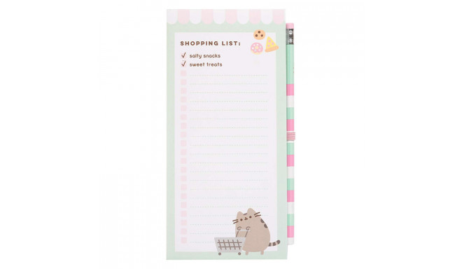 Pusheen - Magnetyczny notatnik / lista zakupów na lodówkę + ołówek (10 x 21 cm)